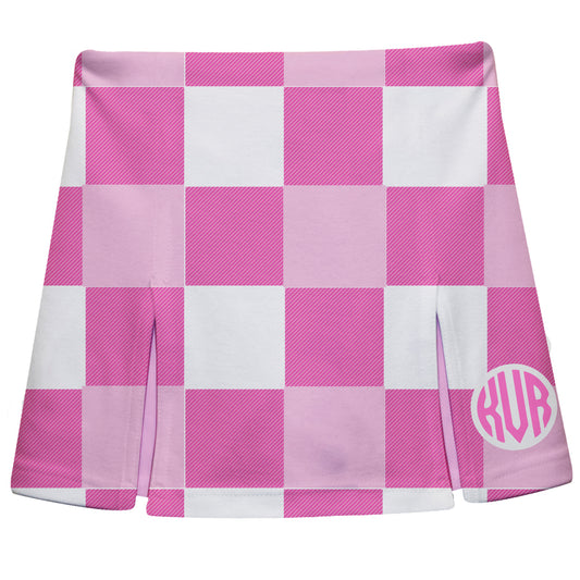 Monogram Pink and White Plaid Skort