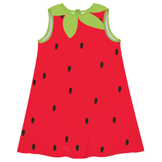Strawberrie Red and Green A Line Dress