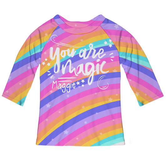 Your Are Magic Name Rainbow Color Raglan Tee Shirt 3/4 Sleeve