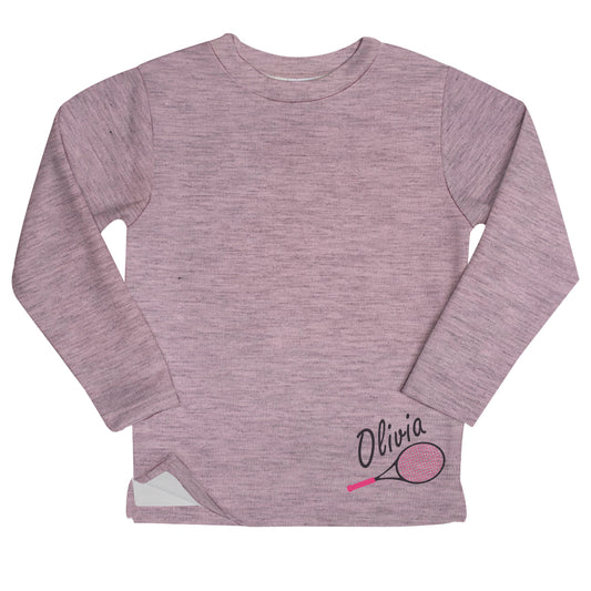 Tennis Name Pink Heather Fleece Sweatshirt Side Vents