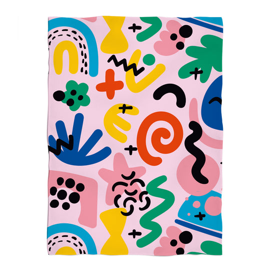 Abstract Print Pink Minky Throw Blanket