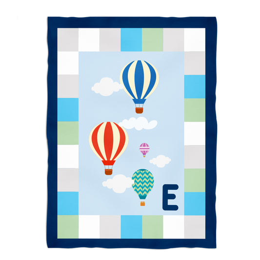 Balloons Initial Name Blue and Green Plush Minky Throw