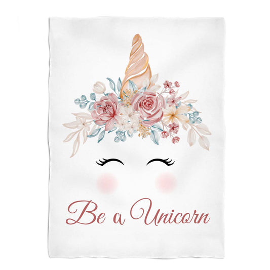 Be a Unicorn White Plush Minky Throw