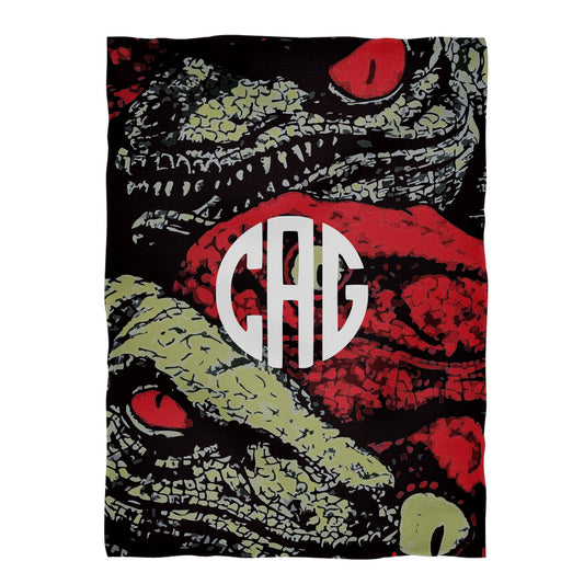 Dinosaurs Personalized Monogram Black Plush Minky Throw