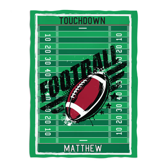 Football Personalized Name Green Plush Minky Throw