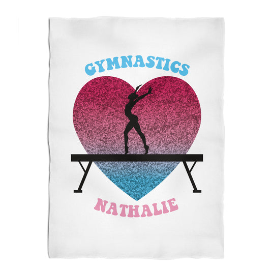 Gymnastics Personalized Name White Minky Throw