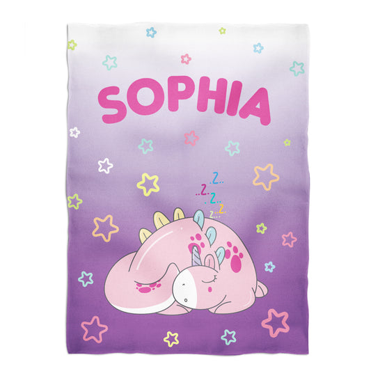Stars Dinosaurs Personalized Name Degrade Purple Plusk Minky Throw