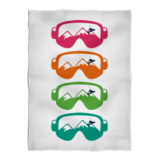 Ski Glass White Minky Throw