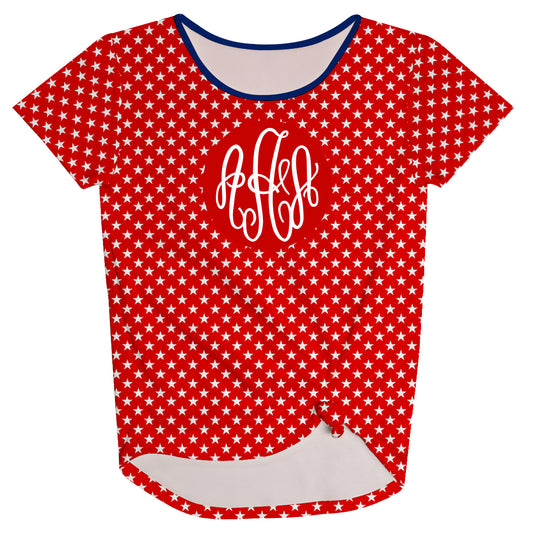Americana Stars Print Monogram Red Knot Top - Wimziy&Co.