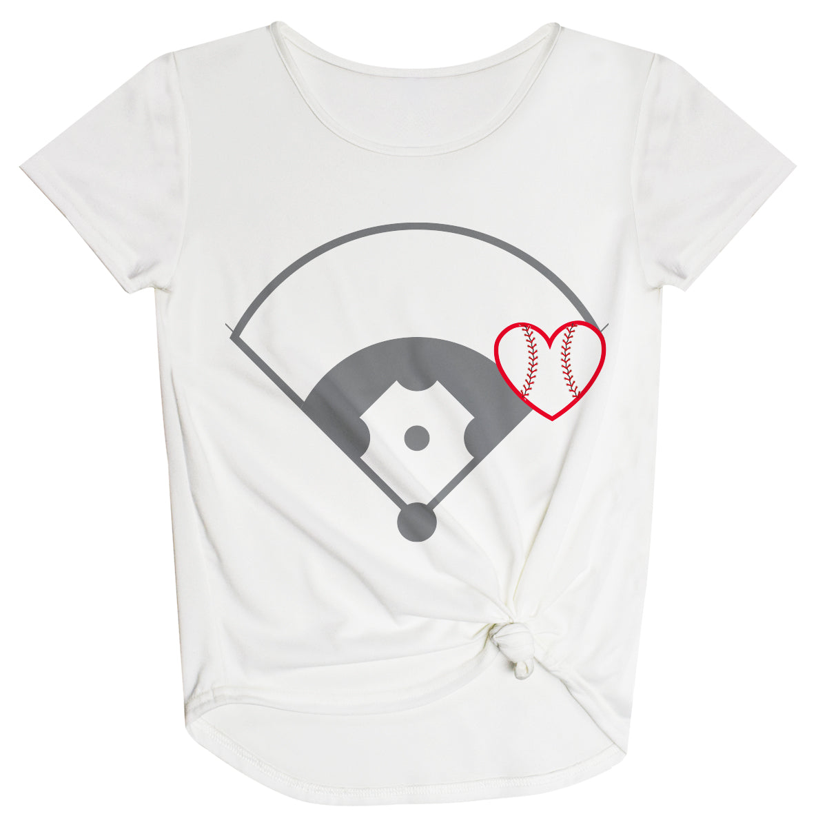 Baseball Heart White Knot Top
