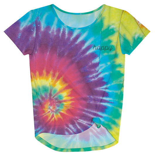 Happy Rainbow Color Tie Dye Knot Top - Wimziy&Co.