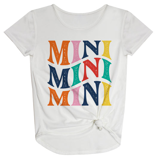 Mini White Short Sleeve Knot Top