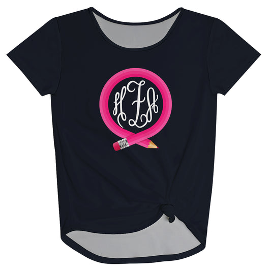 Pencil Monogram Black Knot Top - Wimziy&Co.