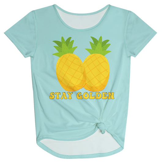 Pineapples Stay Golden Mint Knot Top