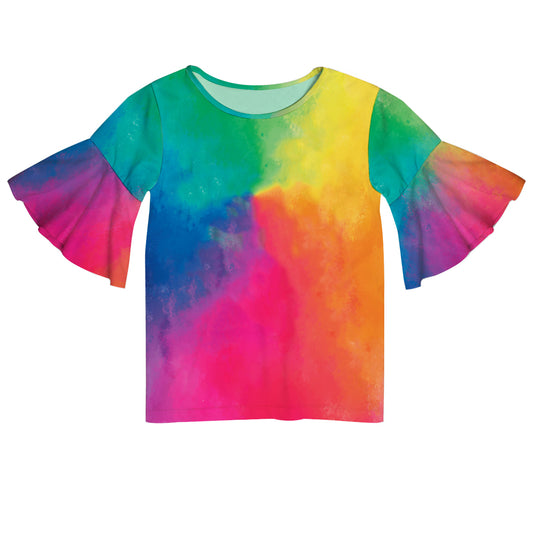 Tie Dye Color Short Sleeve Ruffle Top - Wimziy&Co.