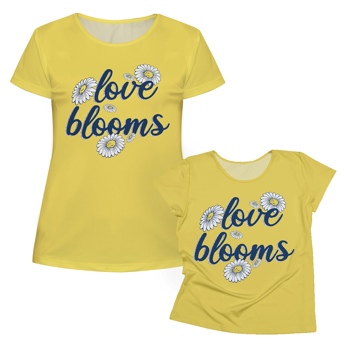 Love Blooms Yellow and Navy Short Sleeve Tee Shirt - Wimziy&Co.