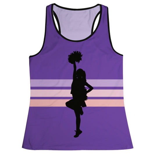 Cheerleader Silhouette Purple Stripe Tank Top