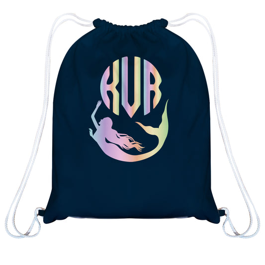 Mermaid Personalized Monogram Navy Beach Bag 14 x 19""