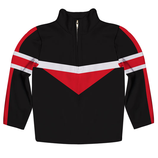 Geometric Black Red and White Heavy Weight Performance 4-Way Stretch 1/4 Zip Pullover