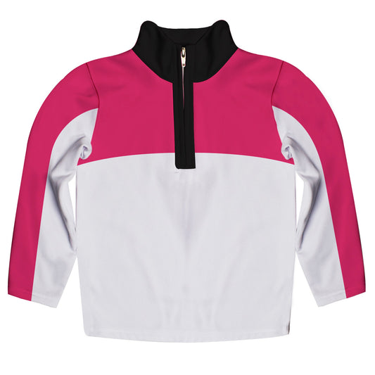 Geometric White Red and Black Heavy Weight Performance 4-Way Stretch 1/4 Zip Pullover