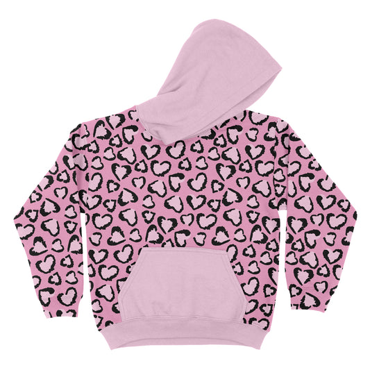 Animal Print Light Pink Fleece Long Sleeve Hoodie
