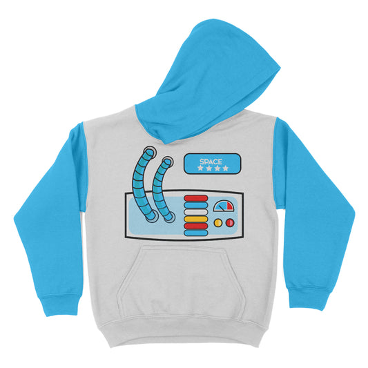 Astronaut Blue and White Fleece Long Sleeve Hoodie