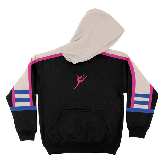 Dancer Blocks Colors Black and Pink Fleece Long Sleeve Hoodie