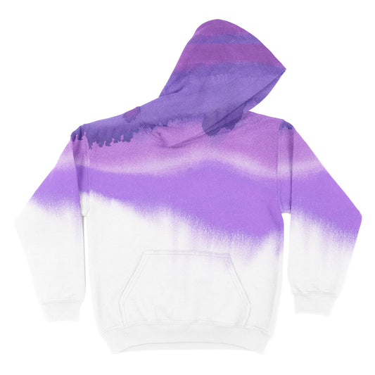Degrade Purple and White Fleece Long Sleeve Hoodie