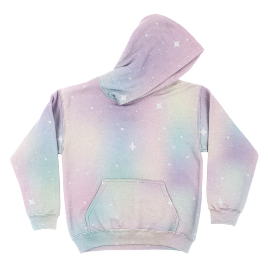 Degrade Print Purple Pink and Yellow Fleece Long Sleeve Hoodie