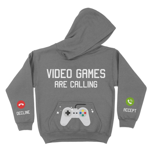 Video Games Are Calling Gray Fleece Long Sleeve Hoodie