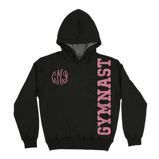 Gymnast Personalized Monogram Black Heavy Weight Performance 4-way Stretch Hoodie