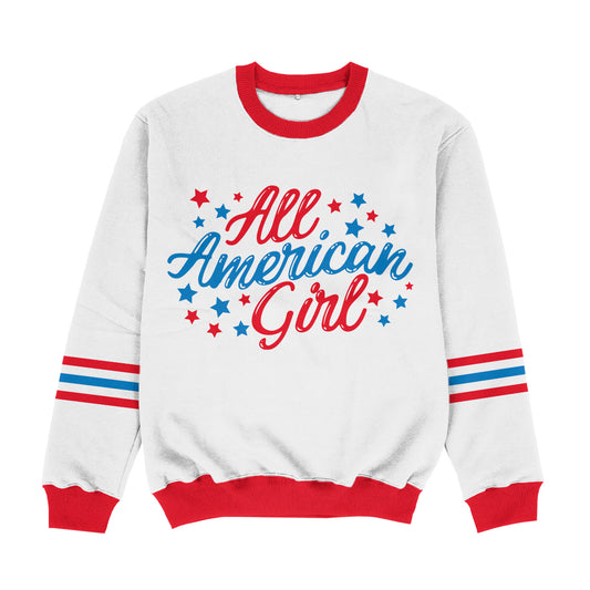 All American Girl White Crewneck Sweatshirt