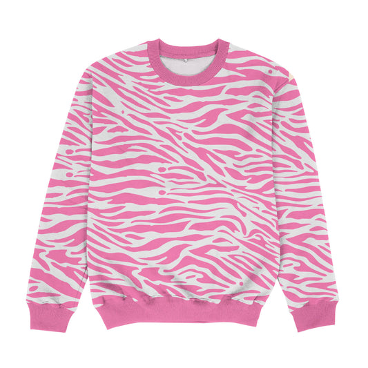 Animal Print Pink and White Crewneck Sweatshirt