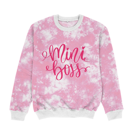 Mini Boss White and Pink Tie Dye Crewneck Sweatshirt