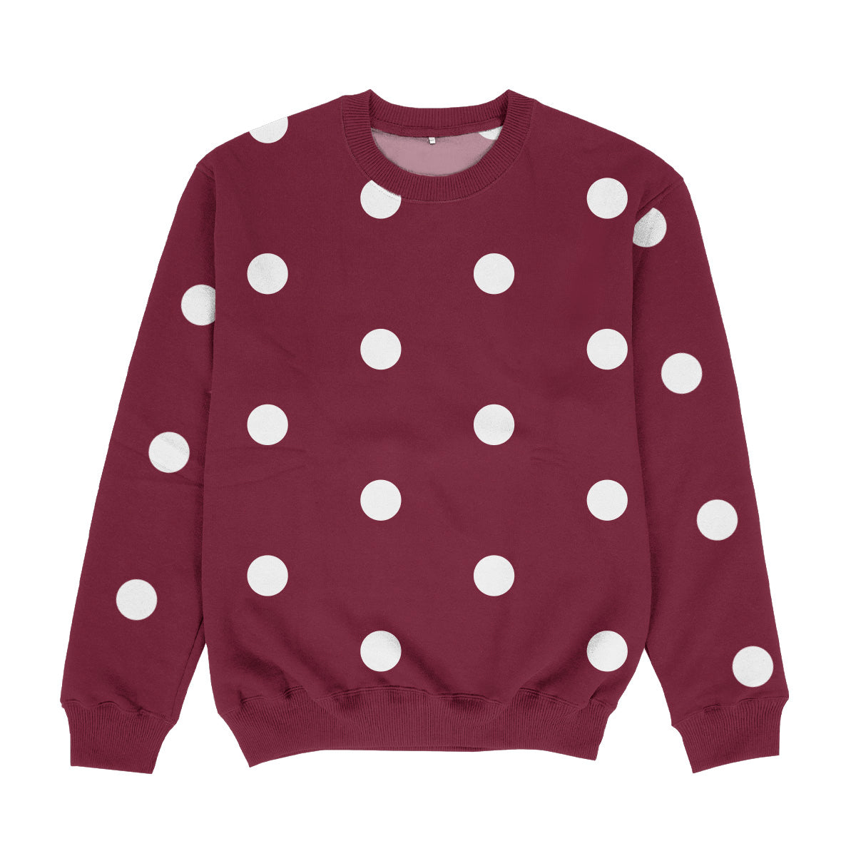 Polka Dots Maroon and White Crewneck Sweatshirt