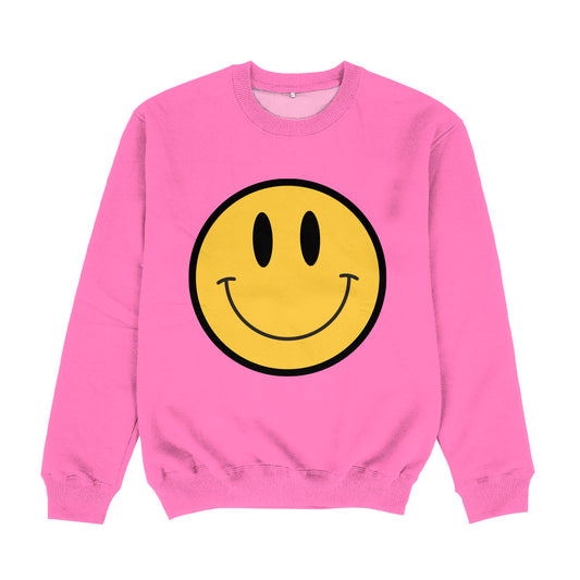 Smiley Face Pink and Yellow Crewneck Sweatshirt