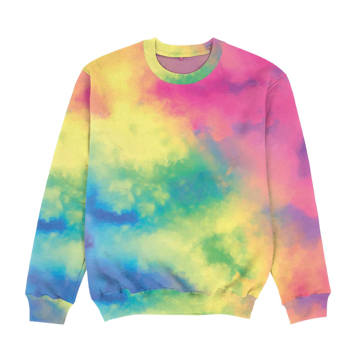Tie Dye Yellow and Pink Black Crewneck Sweatshirt