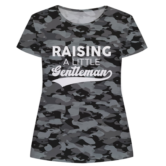 Rasing A Little Gentleman Gray and Black Camo Short Sleeve Tee Shirt