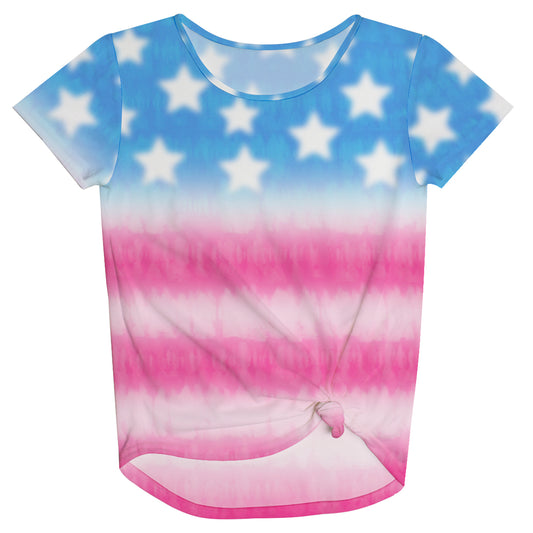 Americana Light Blue and Pink Knot Top - Wimziy&Co.