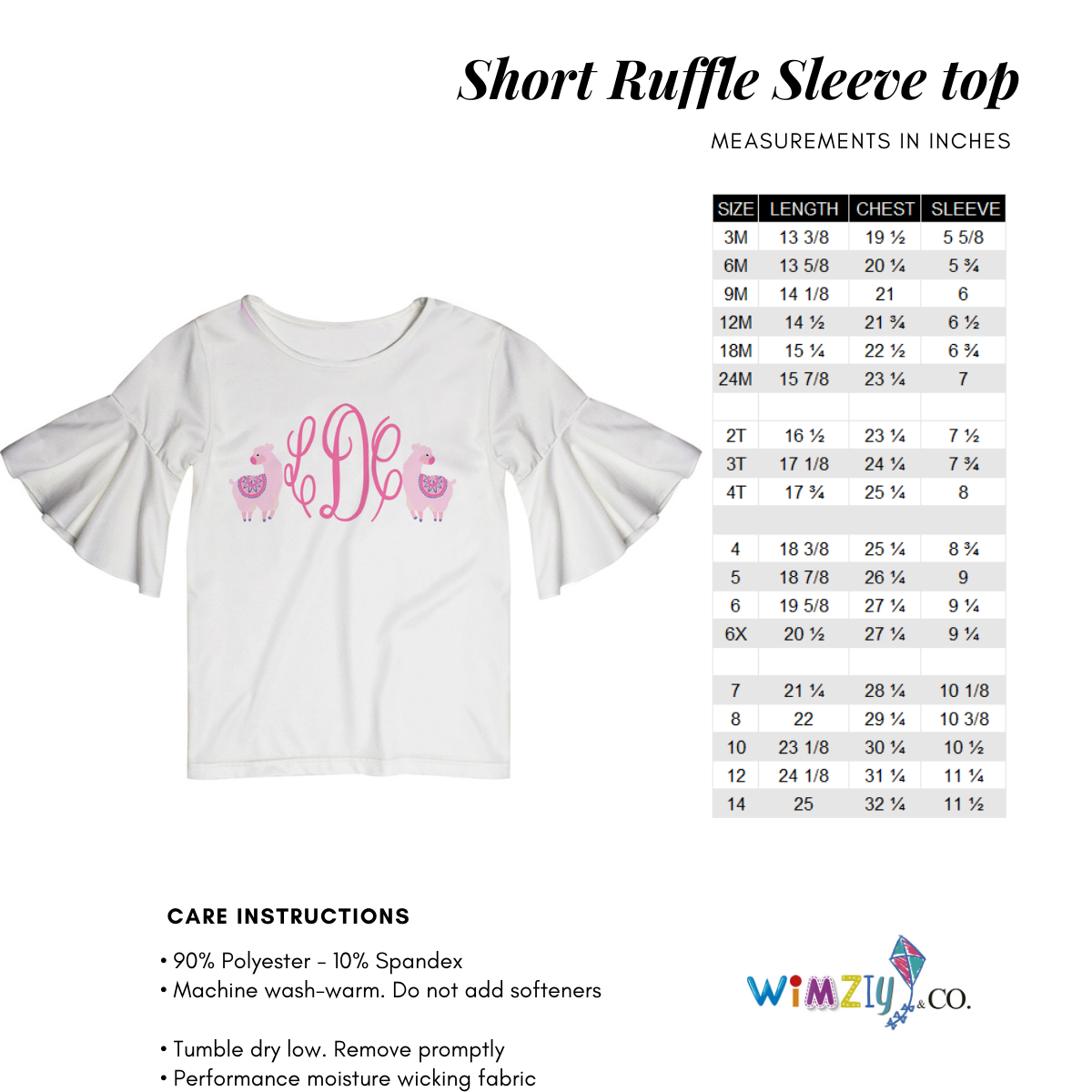 Turtles Print Monogram Pink Short Sleeve Ruffle Top - Wimziy&Co.
