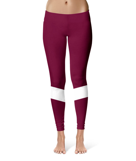 Maroon Ankle Color Block Women Yoga Leggings