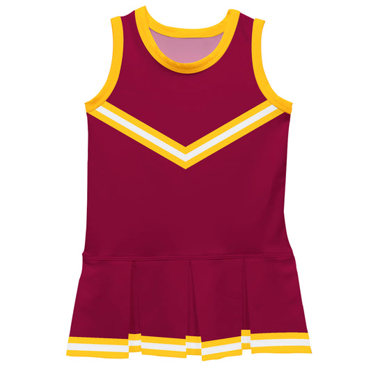 Maroon Yellow Sleeveless Cheerleader Dress