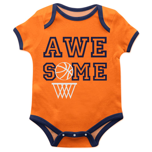 Awesome Basketball Orange Short Sleeve Onesie