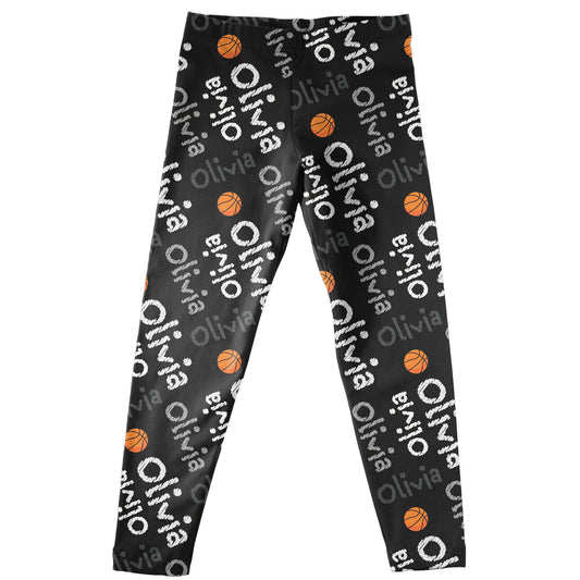 Basketball Name Print Black Leggings