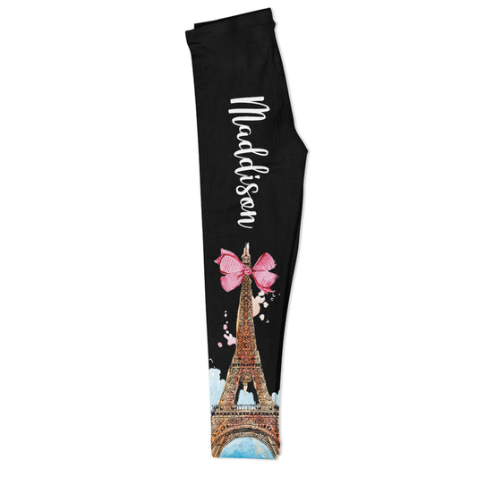 Eiffel Tower Name Black Leggings