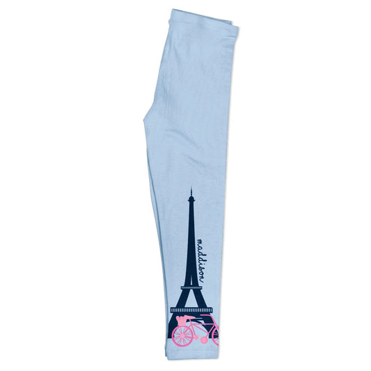 Eiffel Tower Name Light Blue Leggings