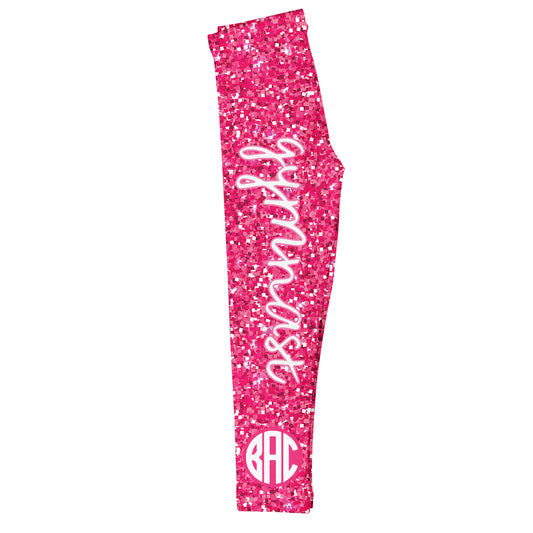 Gymnast Personalized Monogram Pink Glitter Leggings