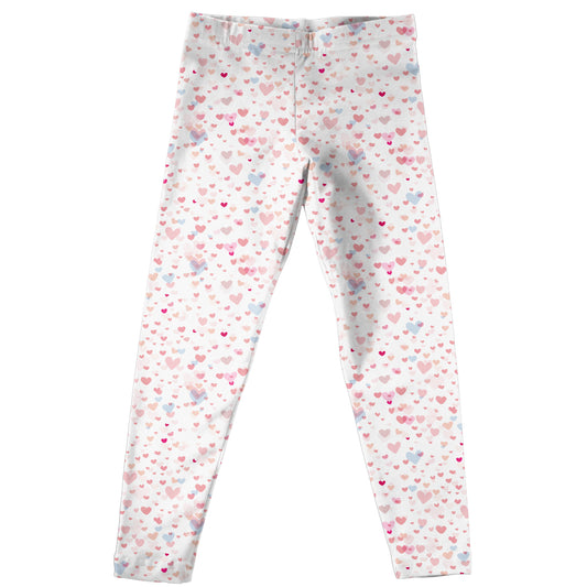 Hearts Print White Leggings