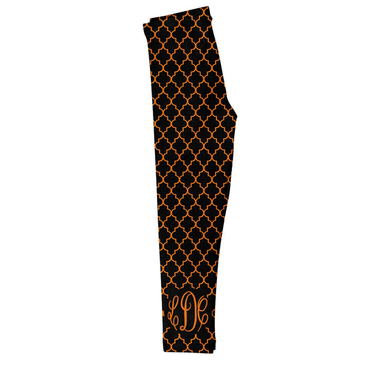 Monogram Quatrefoil Black Leggings