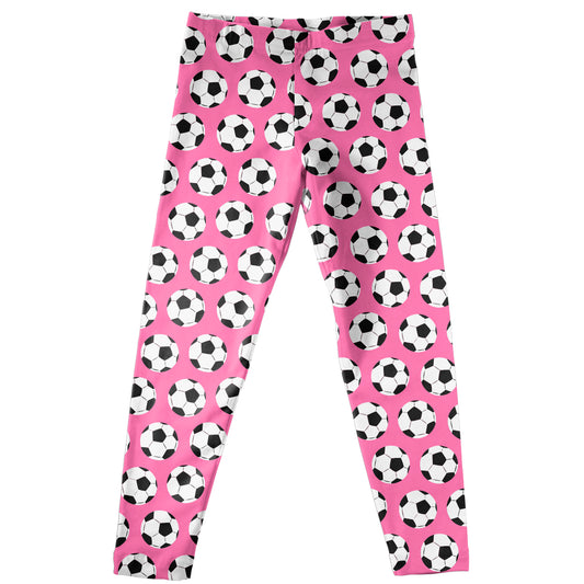 Soccer Balls Print Pink Leggings - Wimziy&Co.